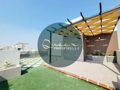 Outstanding Fully Smart Furnished Six Master Bedroom Villa Rental in Al Mowaihat 1 Ajman Spanning 5012 Sq Ft Roof Pergola Carrier Central AC Included