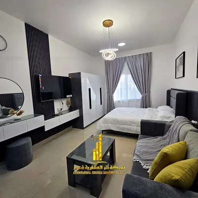 The most luxurious and beautiful furnished studio for monthly rent in Ajman, spacious area, VIP fur