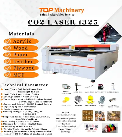 CO2 Laser Engraver/Cutter 1325 - Top Machinery (Acrylic/Wood/MDF)