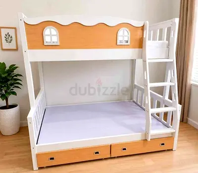Wooden White & Oak Kids Bunk Bed with Storage Drawers