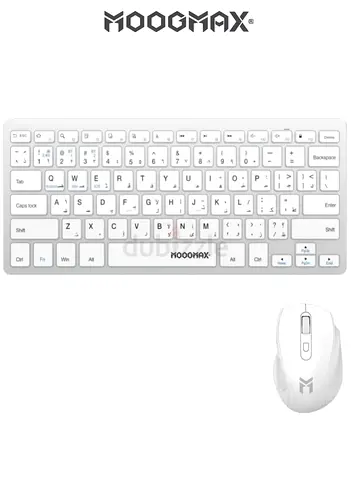 MOOGMAX Wireless Keyboard and Mouse Combo, English Arabic Layout, Bluetooth & 2.4GHz Connectivity, W