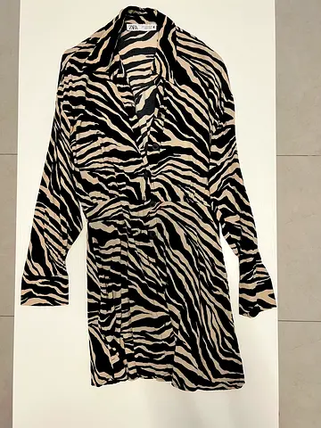 Women's zebra print long-sleeve button-up blouse - size S