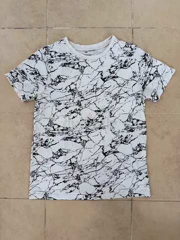H and M kids white-marbled t-shirt - Age 12-14