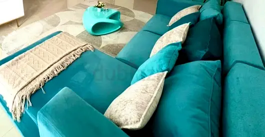 Large L-Shaped Sofa with Coffee Table for Sale