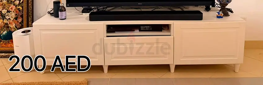White TV Unit / Entertainment Cabinet - Good Condition
