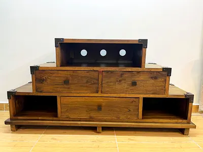 Tiered Solid Wood Tv Console