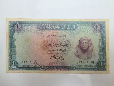 Vintage Central Bank of Egypt One Egyptian Pound Banknote (Used)