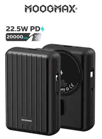 MOOGMAX Trunk Series 20000mAh Magnetic Wireless Power Bank with 22.5W PD Super Charging