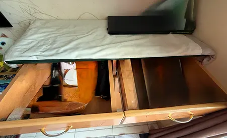Solid wooden 3-drawer Dresser with Top two Shelf — Good Used Condition