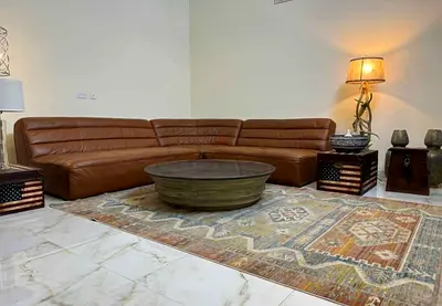 Marina Home Modern Brown Leather L-Shaped Sectional Sofa
