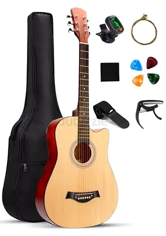 Acoustic-electric dreadnought guitar with gig bag and accessories