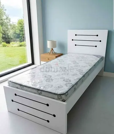 🛏️ Brand New MDF Wooden Single Bed with Mattress for Sale