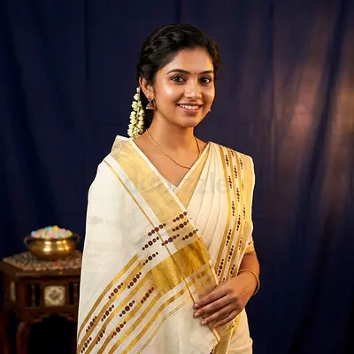 Handwoven Off-White and Gold Traditional Saree