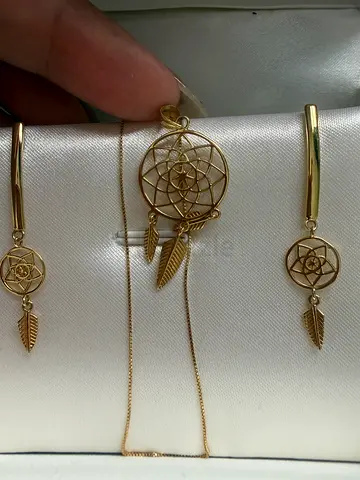 Gold Dreamcatcher Necklace and Matching earings Set