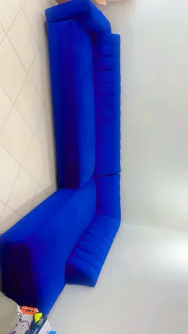 Blue L-shaped Fabric Sofa - Good Condition