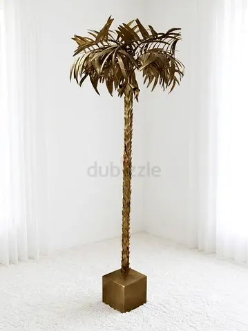 Decorative Brass Palm Tree Floor Sculpture / Lamp Base