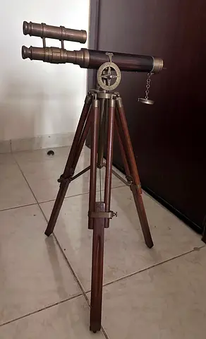 Leather telescope with tripod stand