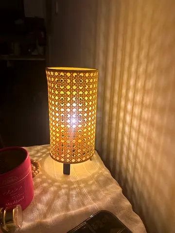 Handwoven Rattan Table Lamp - Warm Ambient Light