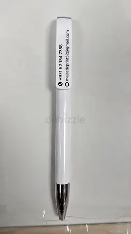 White Promotional Ballpoint Pen with Contact Print - Good Condition