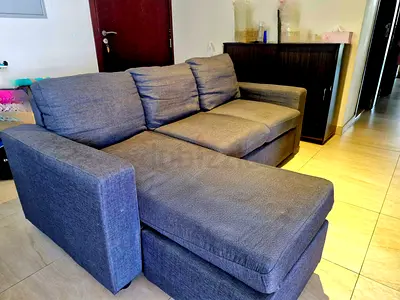 Dark grey fabric sofa-single piece, good condition, 3 seater, Left Right Reversible, Corner L-shape