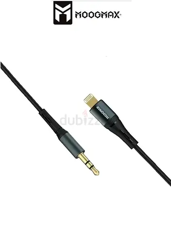 MOOGMAX MFi Certified Aux to Lightning Audio Cable, 1m, 3.5mm Jack, Fabric Braided, for iPhone