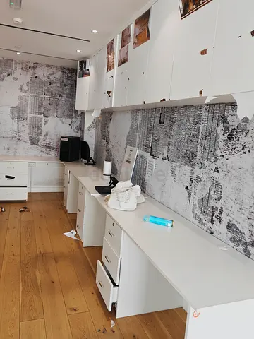 Desks and wall cupboards