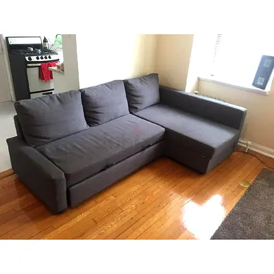 Grey L-shaped sofa with chaise - good condition