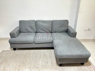 Grey L-shaped fabric sofa with chaise - 3-seater