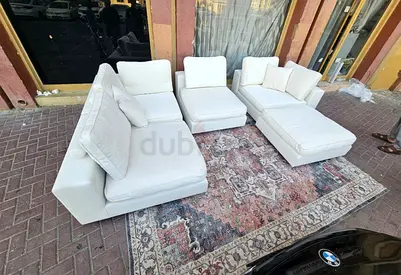 Perfect condition Marina home Feather filled Corner Sofa with Footstools