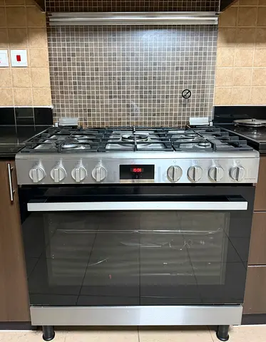 Stainless Steel 5-Burner Gas Range with Electric Oven