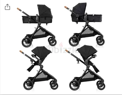 Convertible even flo 3-in-1 Baby Stroller with Removable Bassinet (Black)
