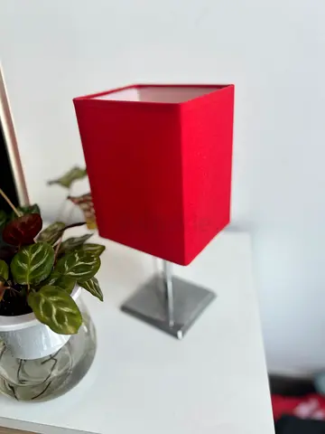 Modern Red Table Lamp – Fabric Shade – Excellent Working Condition