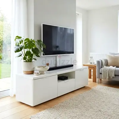 Modern White High Gloss TV Stand Entertainment Unit