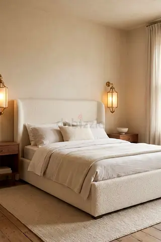 Modern Upholstered Bed Frame with Wingback Headboard