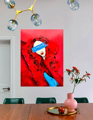 Original Abstract Portrait Painting on Canvas