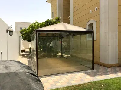 Glass gazebo sandwich panel 3x4 m, doors were changed to insulated
