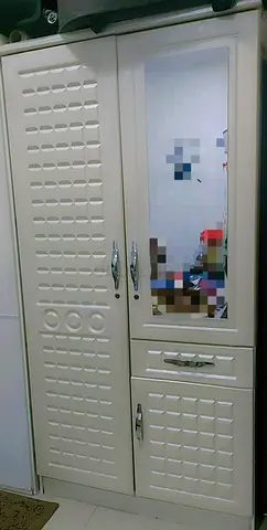 Used 2 Door Wardrobe with Mirror, Beige, Good Condition