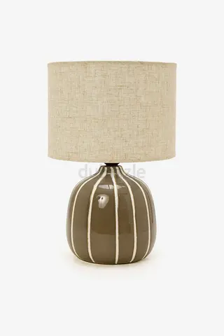 Redtag Taupe Big Embossed Base Table Lamp (32cm)