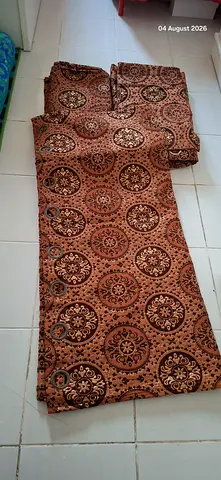 Set of 4 Brown Patterned Curtains - Good Condition