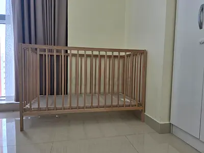 Solid Wooden Baby Crib - Natural Finish, Good Condition,Used only for 6 months