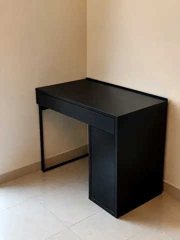 Simple black study desk with drawer — good condition