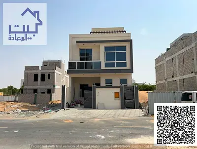 للايجار فيلا الزاهيه عجمان مكونه من طابقين مكونه من 5غرف نوم ماستر اول ساكن وحوش واسع داخل الفيلا