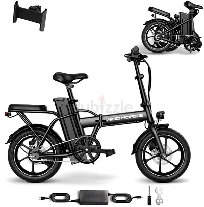 Wind Horse W2A Black Electric Bike | 350W Motor | 36V 8Ah | Up to 35 km/h | Brand New
