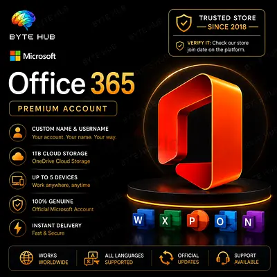 Custom Name Premium Office 365 Pro | 5 Devices | Lifetime Access | 1 TB Drive | 1 Year Warranty