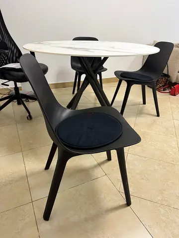 Set of 3 Modern Black Dining Chairs - Good Condition