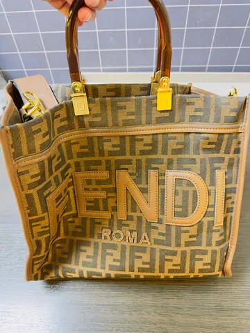 Fendi Roma monogram tote bag — brown canvas with acrylic handles Orginal price 8500 AED