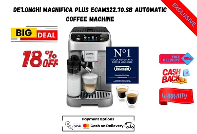 De'Longhi Magnifica Plus ECAM322.70.SB Automatic Coffee Machine-Free delivery-Warranty