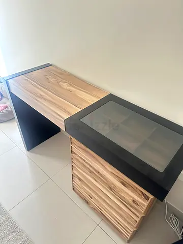 Dresser with Wood Finish and Glass Display