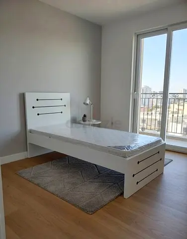 New Single White Wooden Bed Frame with Headboard and Slats