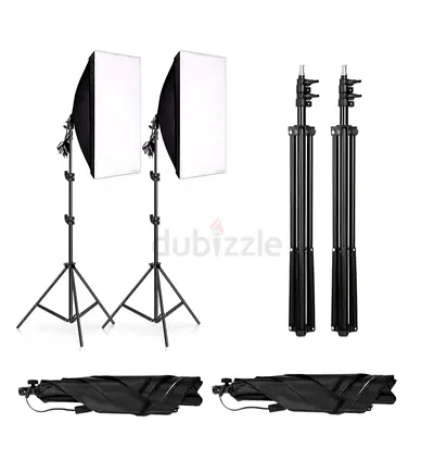 Studio Softbox Lighting Kit with Two Stands and Softboxes
